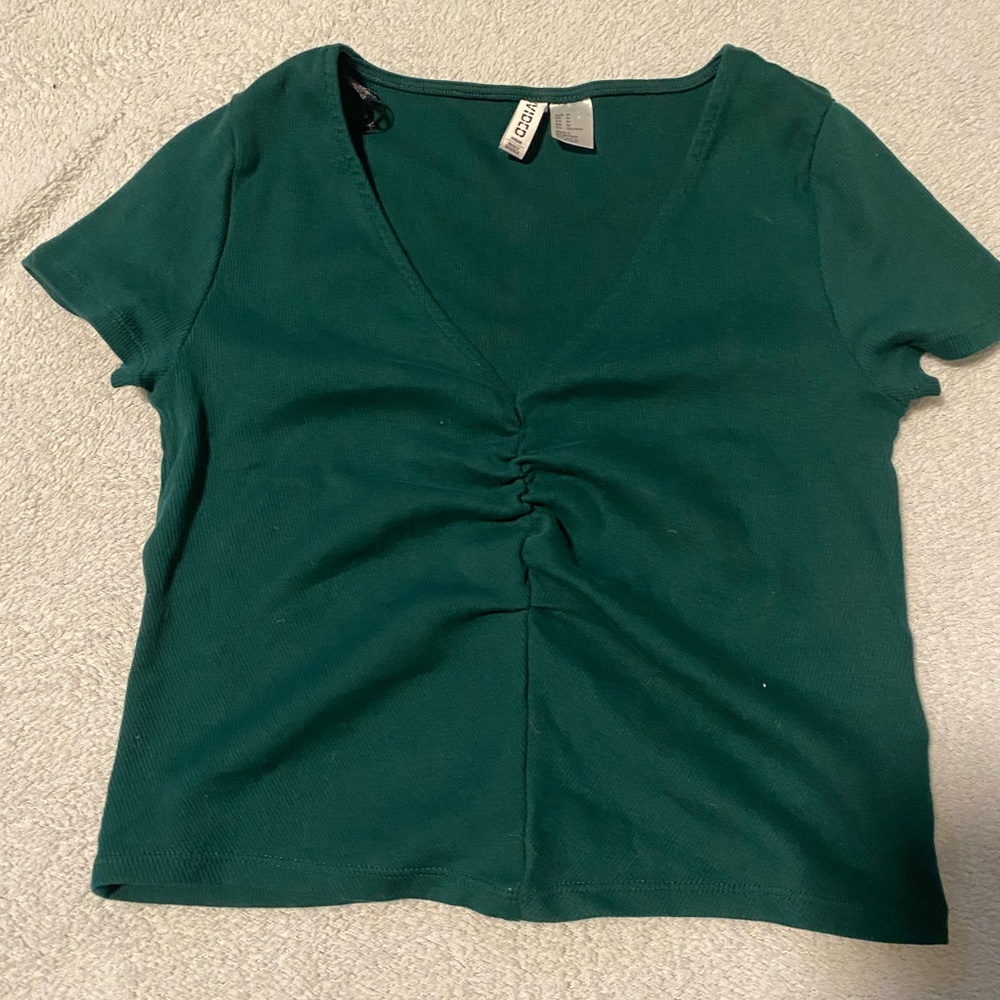 brand new green ruched shirt